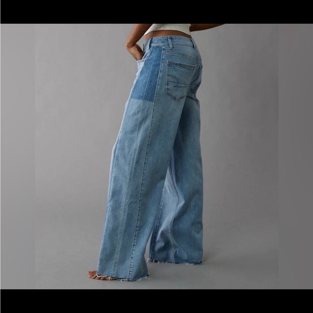 2025 AE Dreamy Drape Low-Rise Baggy Wide Leg Patchwork jeans - Picture 2 of 8